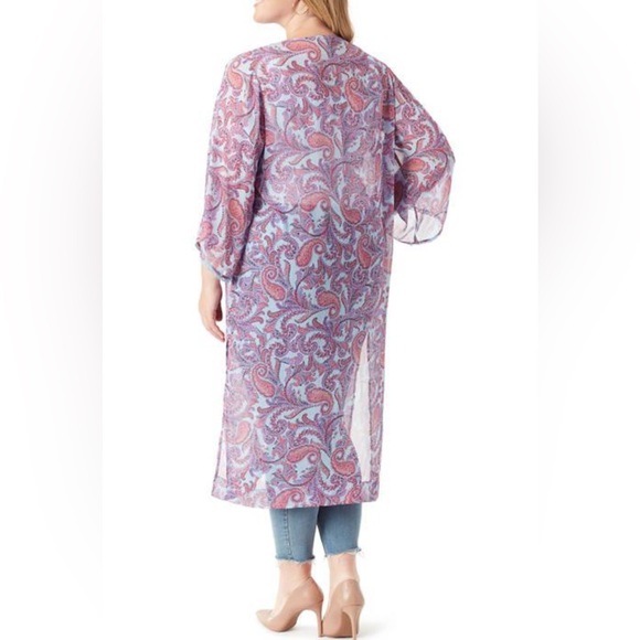 NWT - Jessica Simpson Plus Size Ultramarine Paisley Kimono Duster - Picture 3 of 9